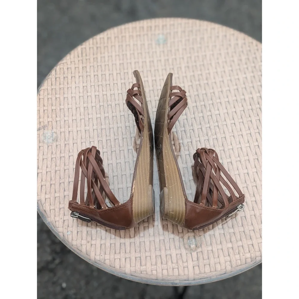 Boho Gladiator Braided Sandals American Eagle 7/7.5 Brown Strappy Festival Y2K